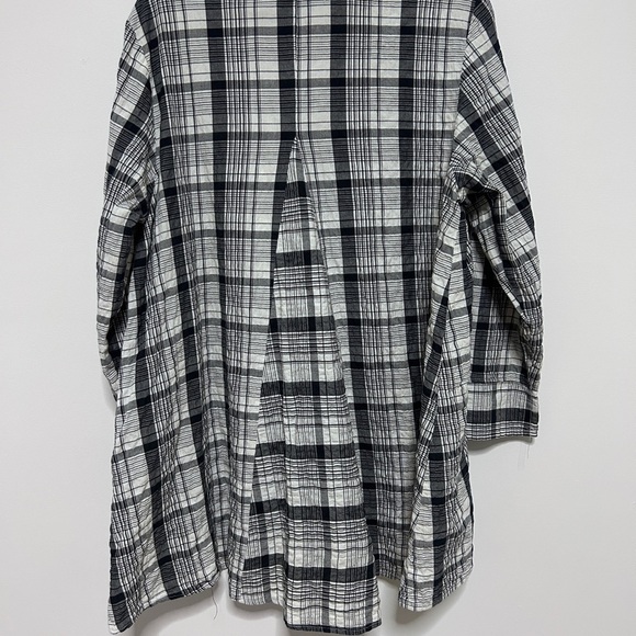 Habitat women’s Large Black/White Checked Shirt 3/4 Sleeve Lagenlook *Flaw - Picture 3 of 15